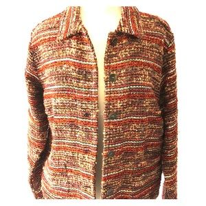 CHICO’S WOMEN’S JACKET SHORT COAT NUBBY BROWN  SIZE 1